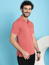 Venitian Men  Pique Matty Cotton Brick 2 Zipper Pocket Polo Neck T-Shirt