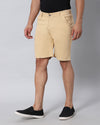 Solid Stretchable Shorts with 3 pockets-Beige