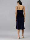 Women's A-Line Cowl Navy Blue Solid Dress-AE-9879-Navyblue