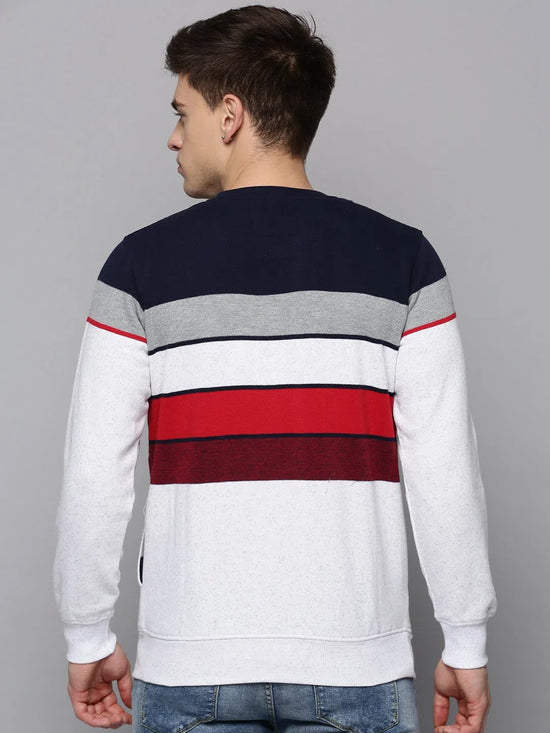 Men White Colourblock Sweatshirt-OTRS-4-Offwhite