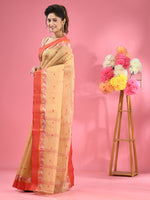 Beige Pure Cotton Tant Saree With Woven Designs-MA51TT43480064