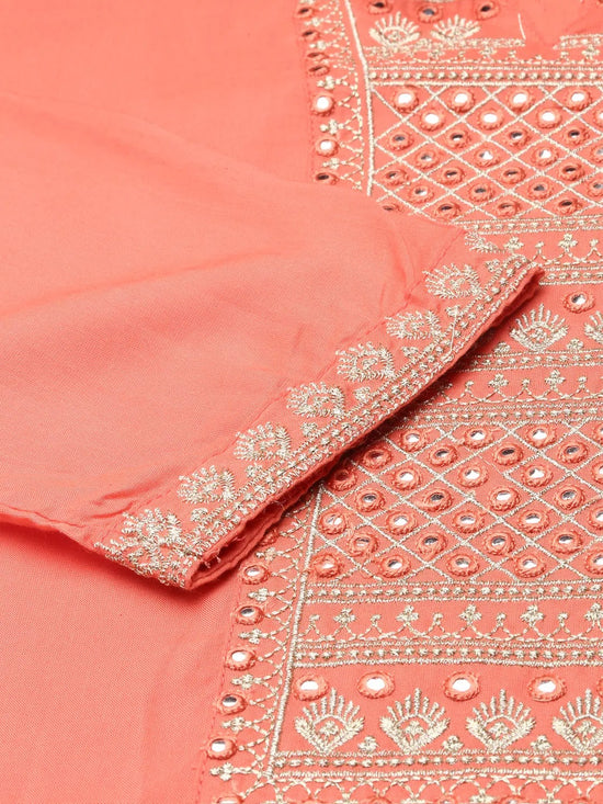 Women's Pink Printed Straight Kurta-NJ-3451419-Peach