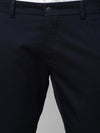 Genips Men's Cotton Stretch Caribbean Slim Fit Self Design Navy Trousers