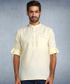 Hangup Men Standard Solid Men's Indian Wear-Cream_Magic_Bon_Short2Kurta