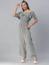 Women's Grey Printed Jumpsuit-AE-9926-Grey