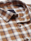 Men Khaki Checked Casual Shirt-ALMACHECKS-87-Khaki