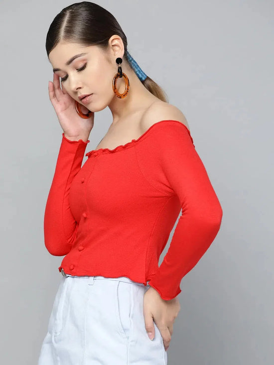 Cabbage Finish Off Shoulder Top-T223201S