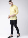 Hangup Men Slim Solid Men's Indian Wear-YellowShortKurta