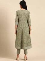 Women's Olive Printed Kurta Set-RF-1648-Olive