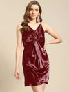 Front twist mini dress in Maroon