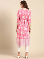 Women's Pink Printed Anarkali Kurta-KG-581-Pink