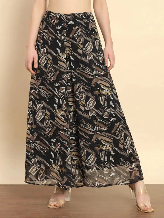 Black Abstract Printed Palazzo