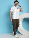 Venitian Men Double Mercerised Printed Polo Neck WHITE T-Shirt for Men