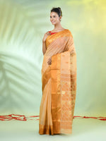 Beige Tussar Silk Saree With Woven Texture Motifs-MA66TUS431820069