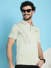 Venitian Men All Over Printed Olive Premium Cotton Polo Neck T-shirt