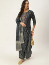 Women's Blue Printed Kurta Sets-GW-1426-Navyblue