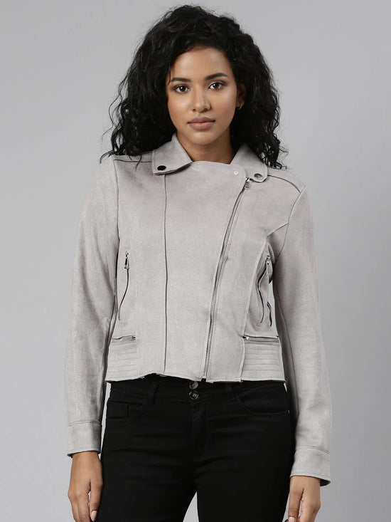 Women Grey Solid Tailored Jacket-CHN-8803-Grey