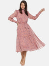 Pink Shimmer Tiered Midaxi Dress-17044