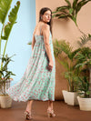 Women See Green Floral Strappy Tiered Maxi Dress