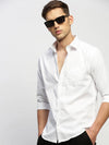 Men White Solid Shirt-RAYMONDSDOBBY-267-White