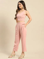 Jacket with crop top and pants in Powder Pink