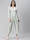 Women's White Striped Jumpsuit-AE-9967-White