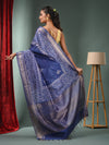 Blue Blended Silk Handwoven Saree With Woven Zari Border-MA50BSL34830119