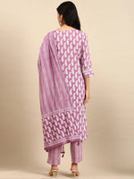 Women's Lavender Printed Kurta Set-AT-A577-Lavender