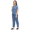 Smarty Pants Women's Silk Satin Teal Blue Color Floral Print Night Suit