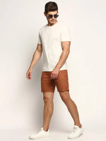 Men Brown Solid Shorts-ORBIT-6-Camelbrown