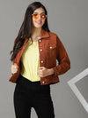 Women's Rust Solid Open Front Jacket-GZ-5577-Rust