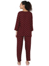 Smarty Pants Women's Cotton Maroon Color Polka Dot Print Night Suit