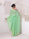 Light Green Mulmul Cotton Soft Saree With Patch Work Borders-MA62MCT33830022