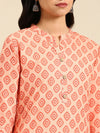 Women's Orange Printed Straight Kurta-GW-500-R-Orange