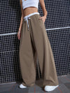 Women Beige Contrast Paperback Waist Pants