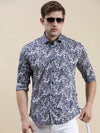 Men Navy Floral Casual Shirt-STANLEY-9758-Navyblue