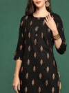 Women Black Floral Straight Kurta-GW-4196-Black