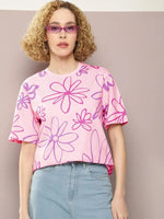 Dillinger Pink Graphic Oversized T-Shirt-WMNCR418PINK-XS