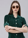 Women Green Solid Shirt Dress-LT-23051-Green