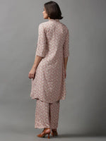 Women's Pink Printed Jumpsuit-AE-15018-Peach