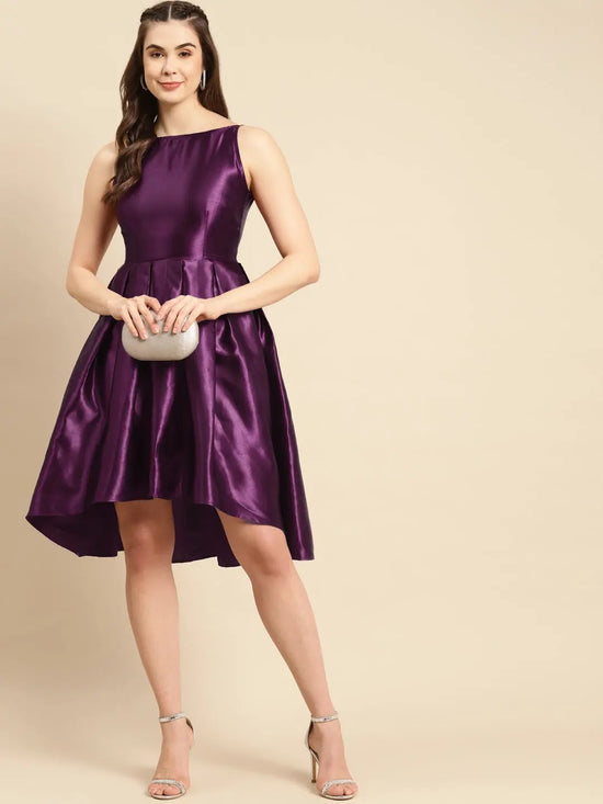 Box Pleated midi Dress in Purple