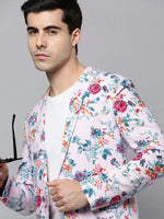 Men Pink Printed Blazer-SOBLZ-305-Pink