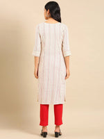 Women's White Printed Straight Kurta-SKC-3380-Offwhite