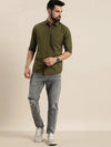 Dillinger Men's Olive Solid Shirt-DLMSRT001OGRN-S