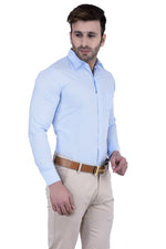 Hangup Men Standard Solid Shirts-SolidC1Blue