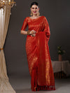 Saree Mall Women's  Blend Red Woven Design Designer Saree With Blouse Piece-14ALEKHA1402