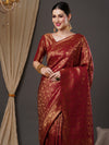 Saree Mall Women's  Blend Burgundy Woven Design Designer Saree With Blouse Piece-14ALEKHA1403