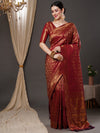 Saree Mall Women's  Blend Burgundy Woven Design Designer Saree With Blouse Piece-14ALEKHA1403