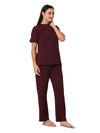 Smarty Pants Women's Cotton Wine Color Round Neck Night Suit