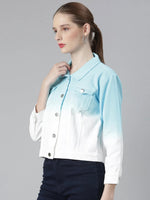 Women Blue Ombre Denim Jacket-AE-0003-Blue